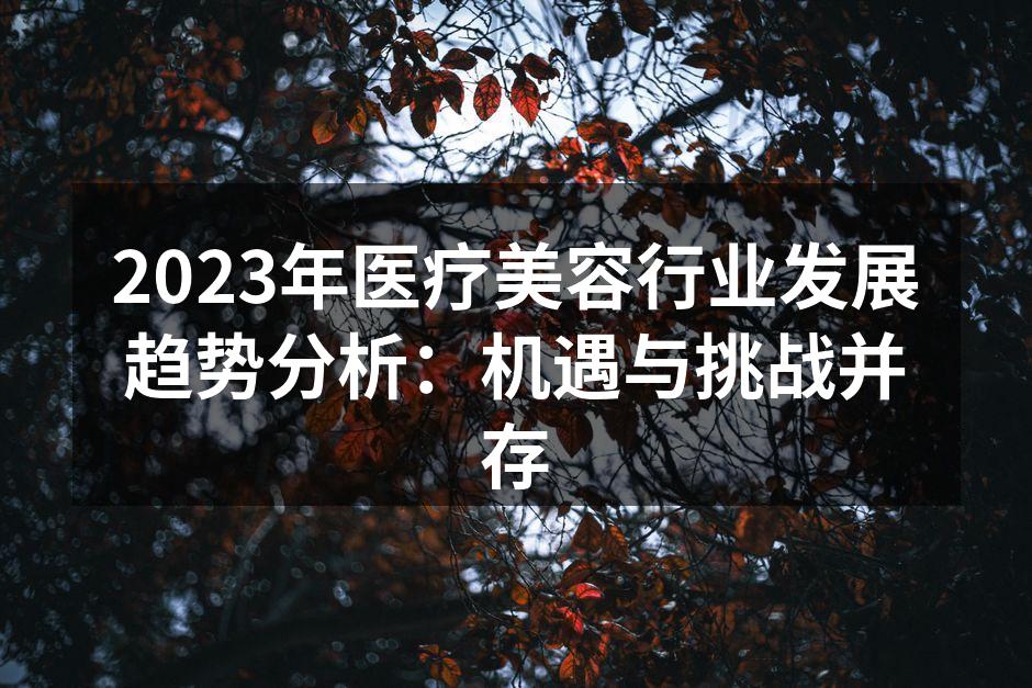 医疗美容行业快速发展的现状图